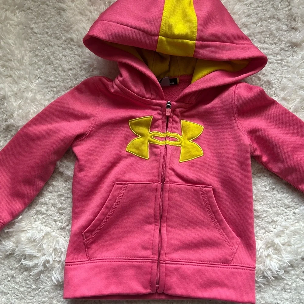 Under Armour Baby Girl Kids Hoodie Pink Zip Up Sweatshirt Jacket 18M
